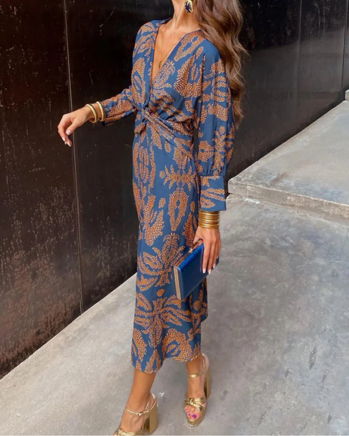 Brenda | Elegant Long Sleeve Midi Dress
