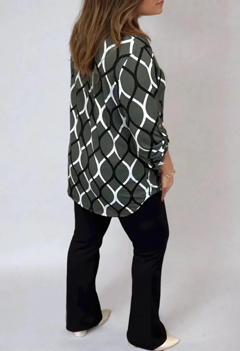 Janelle | Blouse with Long Sleeves and Elegant Pattern