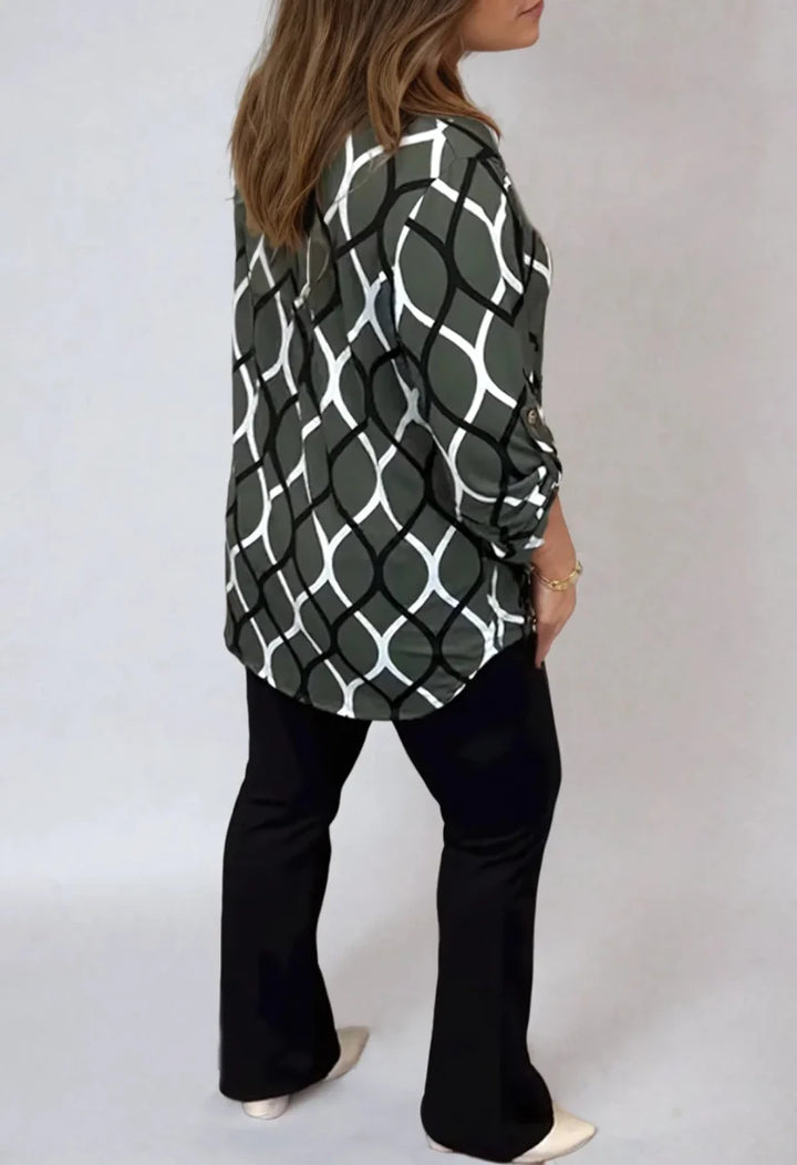 Janelle | Blouse with Long Sleeves and Elegant Pattern