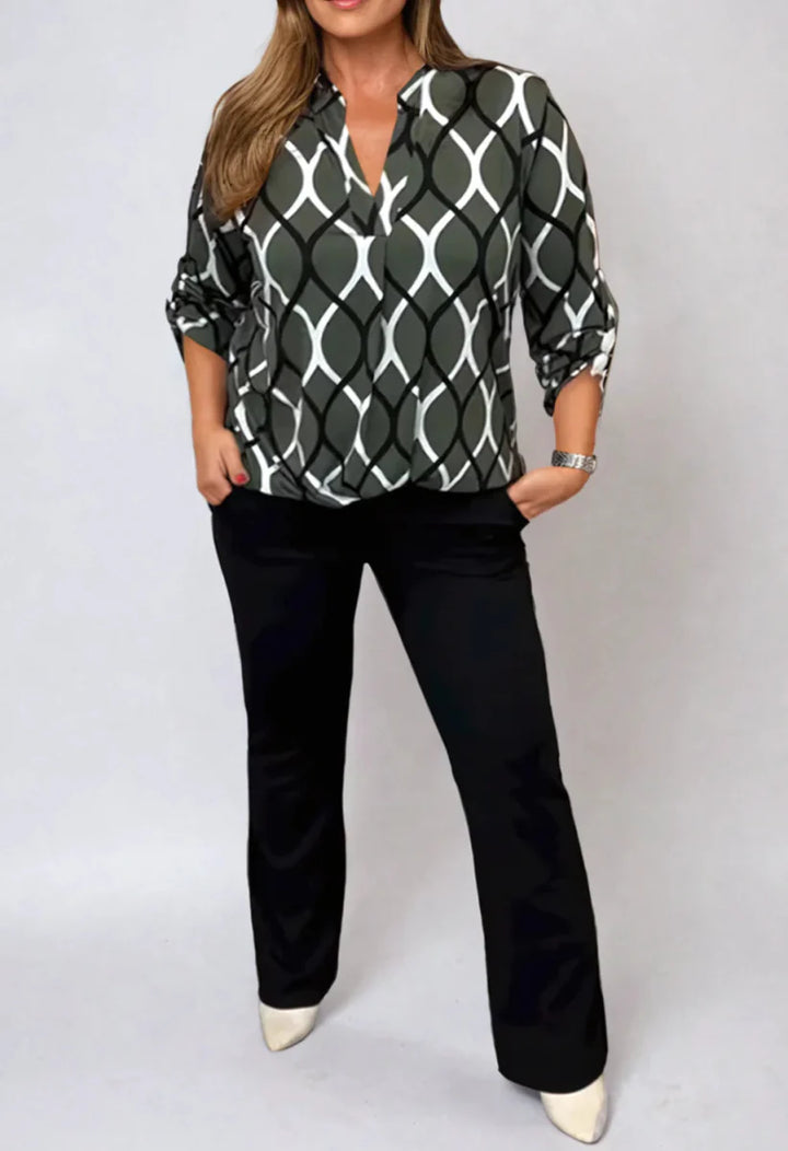 Janelle | Blouse with Long Sleeves and Elegant Pattern